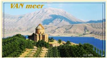 Ararat, Turkije en het VAN meer / Van Gölü, heeft geen uitstroom, water verdampt, 120 km lang, 80km breed, 457 meter diep