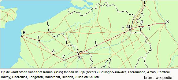De Romeinse Hoofdweg van Boulogne-sur-Mer via Arras | Atrecht, Cambrai, Maastricht naar Keulen