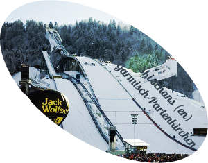 de Ski schans (en) van Garmisch Partenkirchen al tig tijd bekend van de Nieuwjaarsdag-wedstrijden op tv uitgezonden