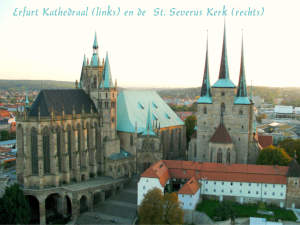 Erfurt in Thuringen, Duitsland, met Kathedraal en Kerk