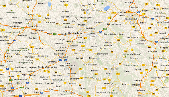 kaart / plattegrond van het Weserbergland in Duitsland