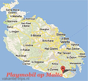 plattegrond op Malta waar de fabriek van Playmobiel op is te zien, bron : Google