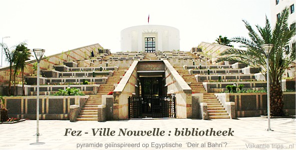 de bibliotheek in Fez te Marokko, lijkt qua ontwerp wel een beetje op het Egyptische Deir el Bahri