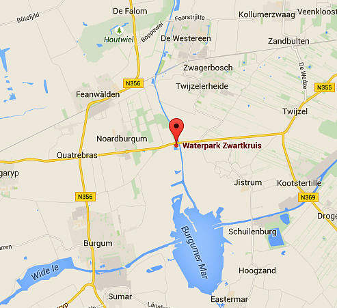 kaart Waterpark Zwartkruis bij Noordbergum Friesland