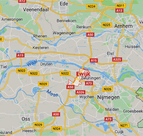 kaart Ewijk Gelderland gemeente Beuningen