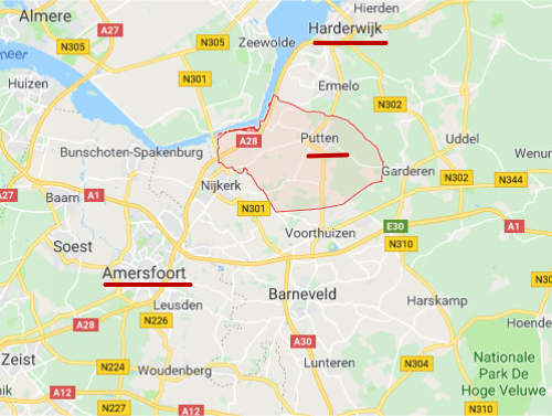 kaart Putten Gelderland