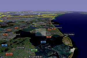 overzicht wieringermeer in noord holland met links het ijsselmeer en rechts de noordzee