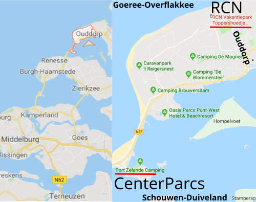 kaart van Ouddorp op Goeree Overflakkee in Zuid-Holland