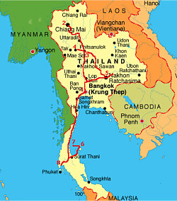 overzicht van Thailand op kaart