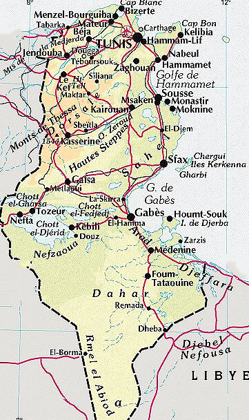 kaart / plattegrond van Tunesië