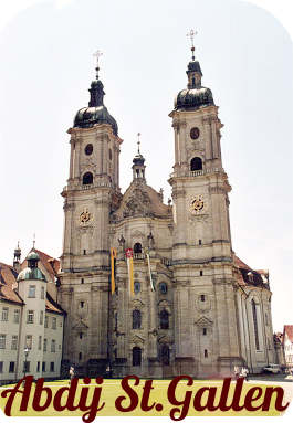 Klooster ofwel Abdij, wereldlijk en religieuze macht, èn Benedictijner Orde in Sankt Gallen Zwitserland