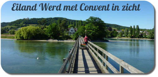 eiland Werd bij Stein am Rhein, met de houten brug en het Convent op de achtergrond